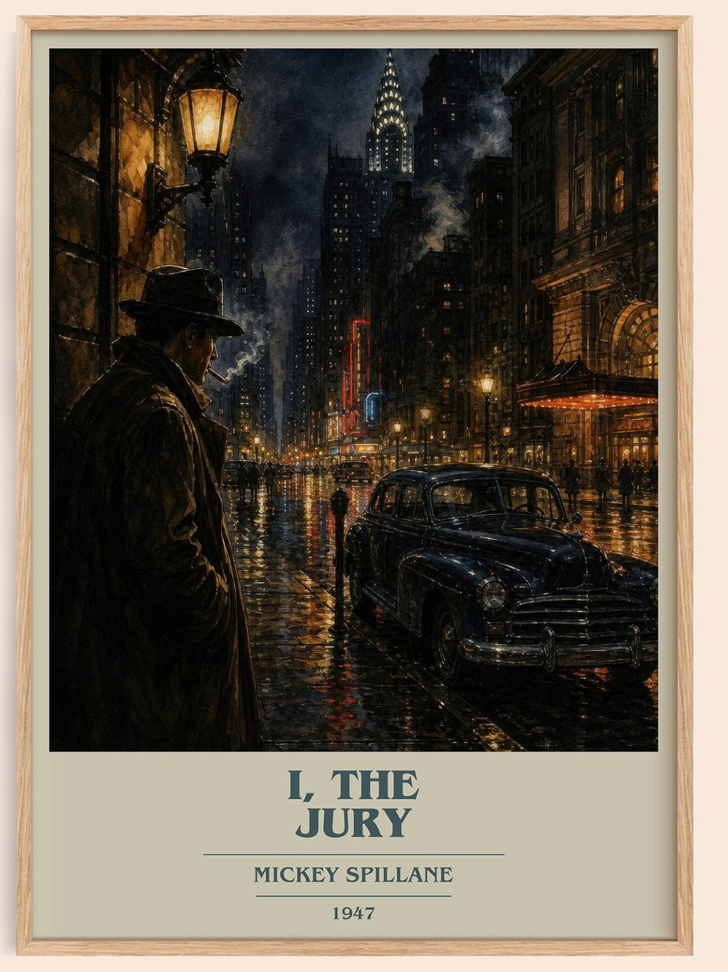 I, the Jury book cover book poster by Mickey Spillane – framed literary art print