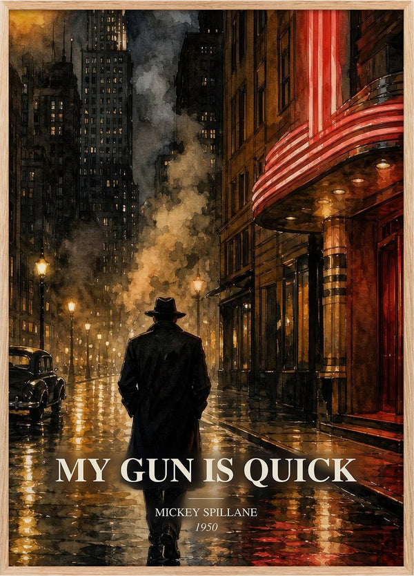 My Gun Is Quick Book Watercolour Illustration by Mickey Spillane