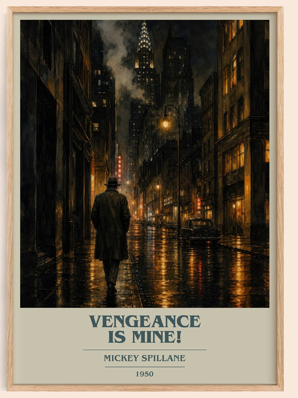 Vengeance Is Mine! book cover book poster by Mickey Spillane – framed literary art print