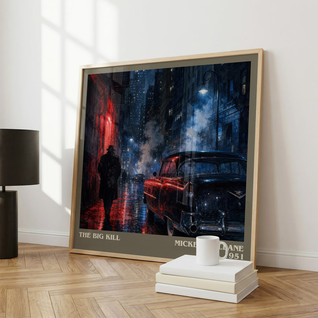 The Big Kill literary print framed by window – literary home decor