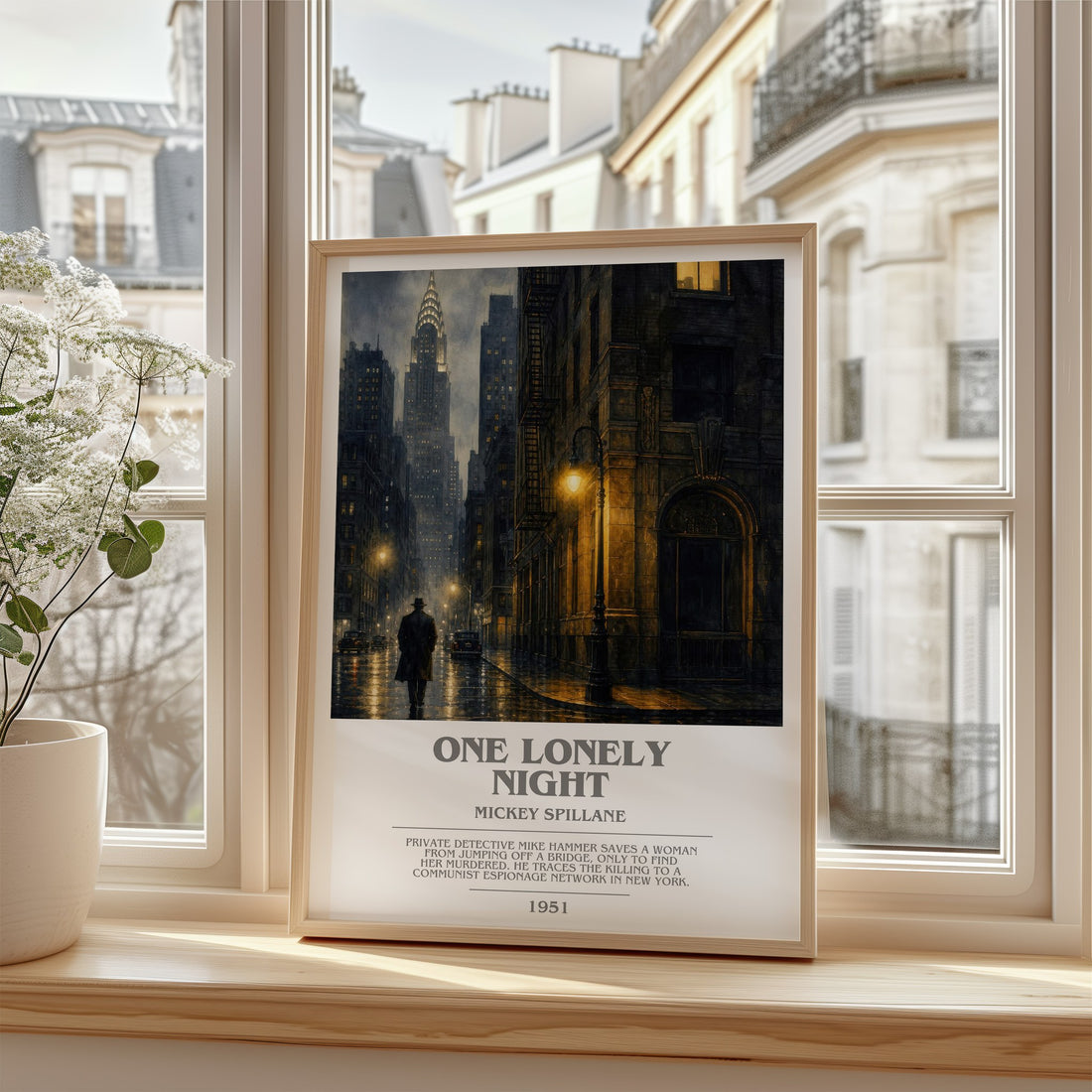 One Lonely Night bookish poster colour and style options – Mickey Spillane book art