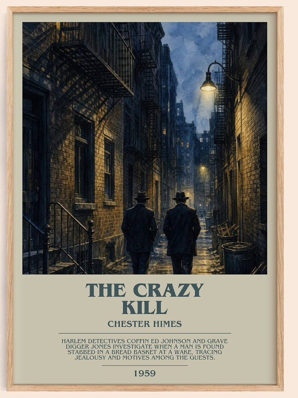 The Crazy Kill bookish book poster by Chester Himes – framed literary art print