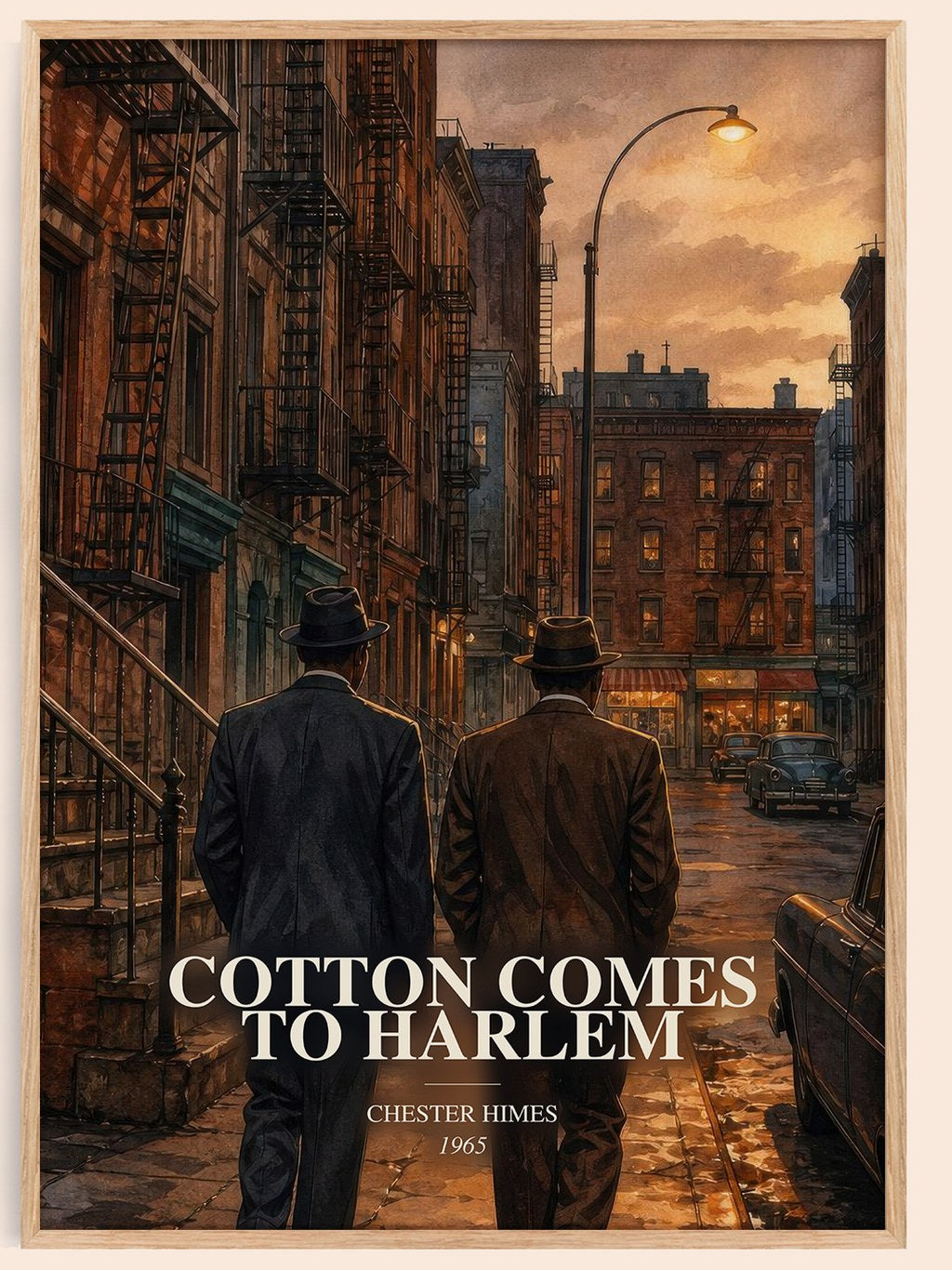 Cotton Comes to Harlem watercolour book poster by Chester Himes – framed literary art print