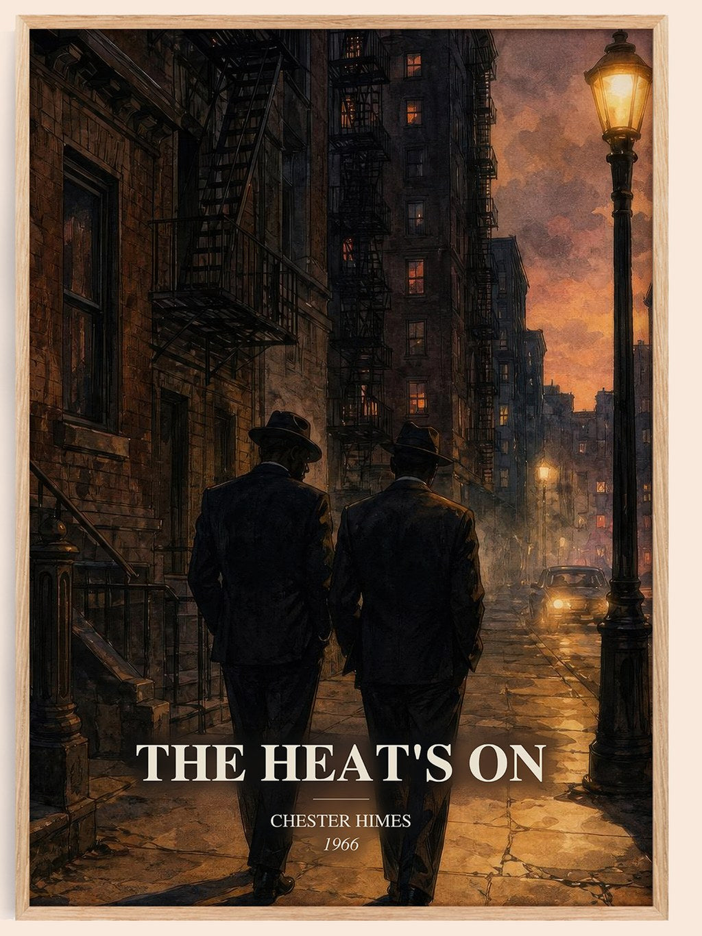 The Heat's On watercolour book poster by Chester Himes – framed literary art print