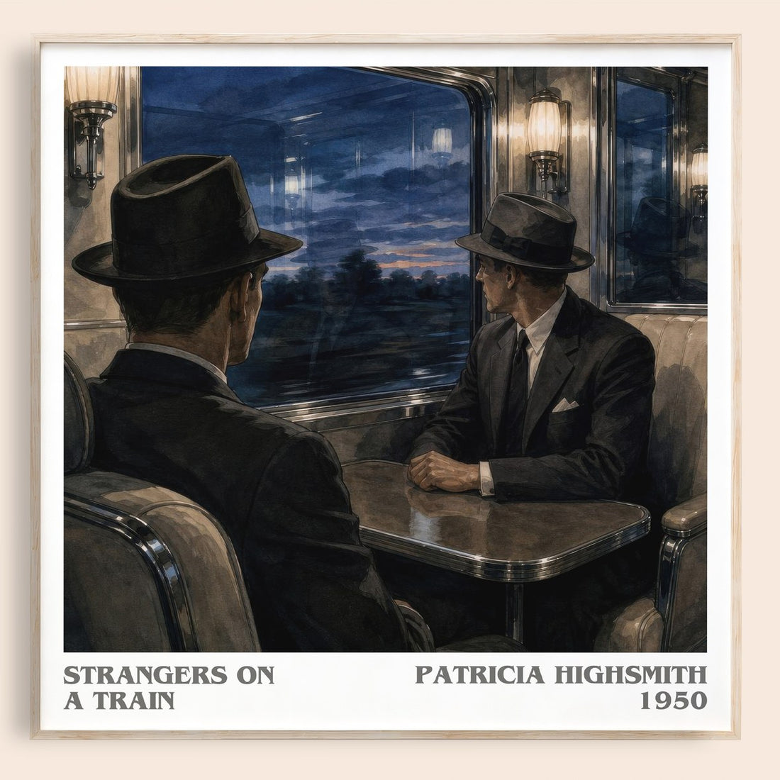 Strangers on a Train literary book poster by Patricia Highsmith – framed literary art print