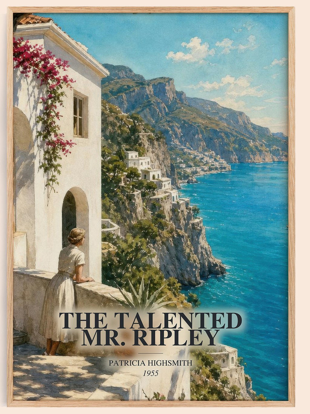 The Talented Mr. Ripley watercolour book poster by Patricia Highsmith – framed literary art print