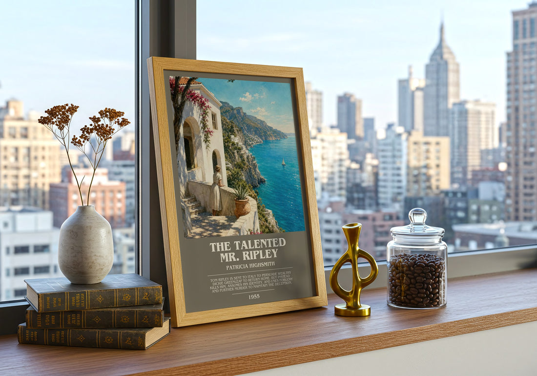The Talented Mr. Ripley bookish print framed by window – literary home decor