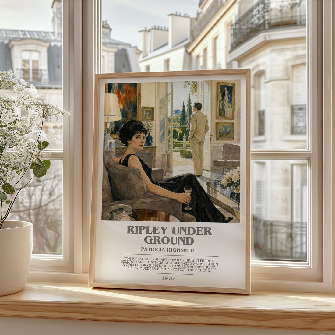Ripley Under Ground bookish poster colour and style options – Patricia Highsmith book art