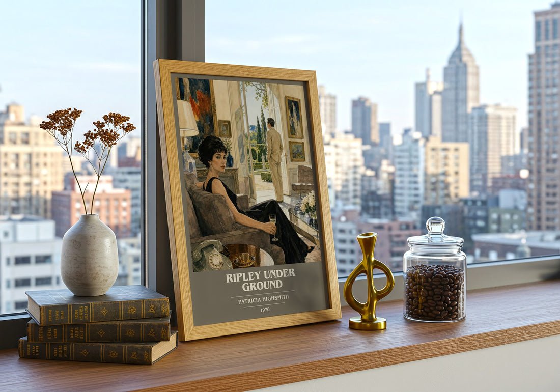 Ripley Under Ground book cover print framed by window – literary home decor