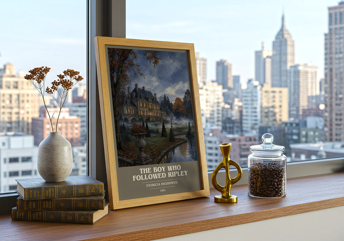 The Boy Who Followed Ripley book cover print framed by window – literary home decor