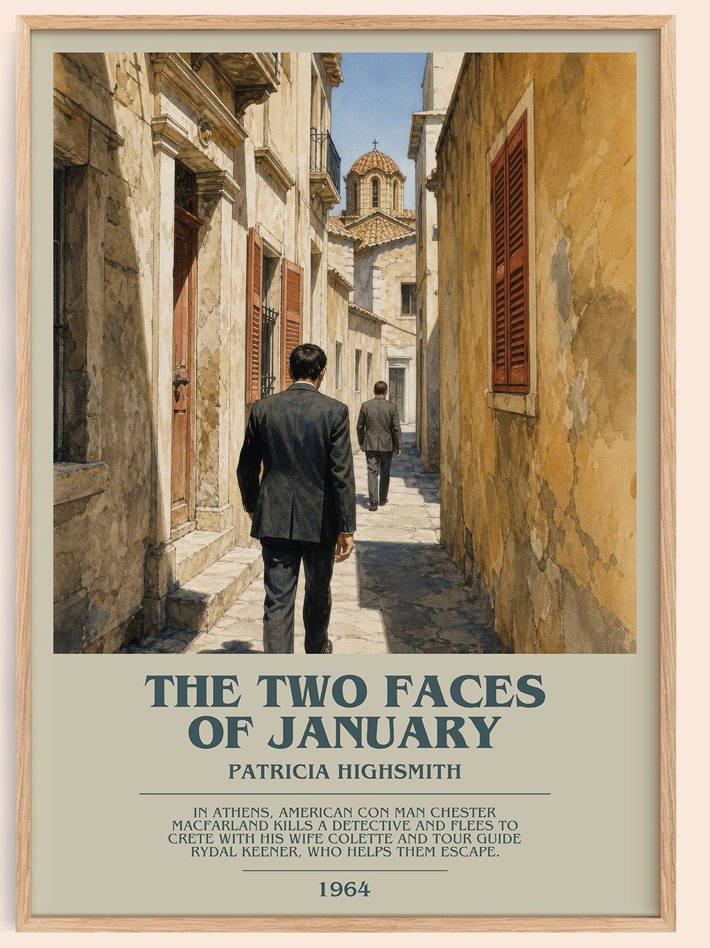 The Two Faces of January bookish book poster by Patricia Highsmith – framed literary art print