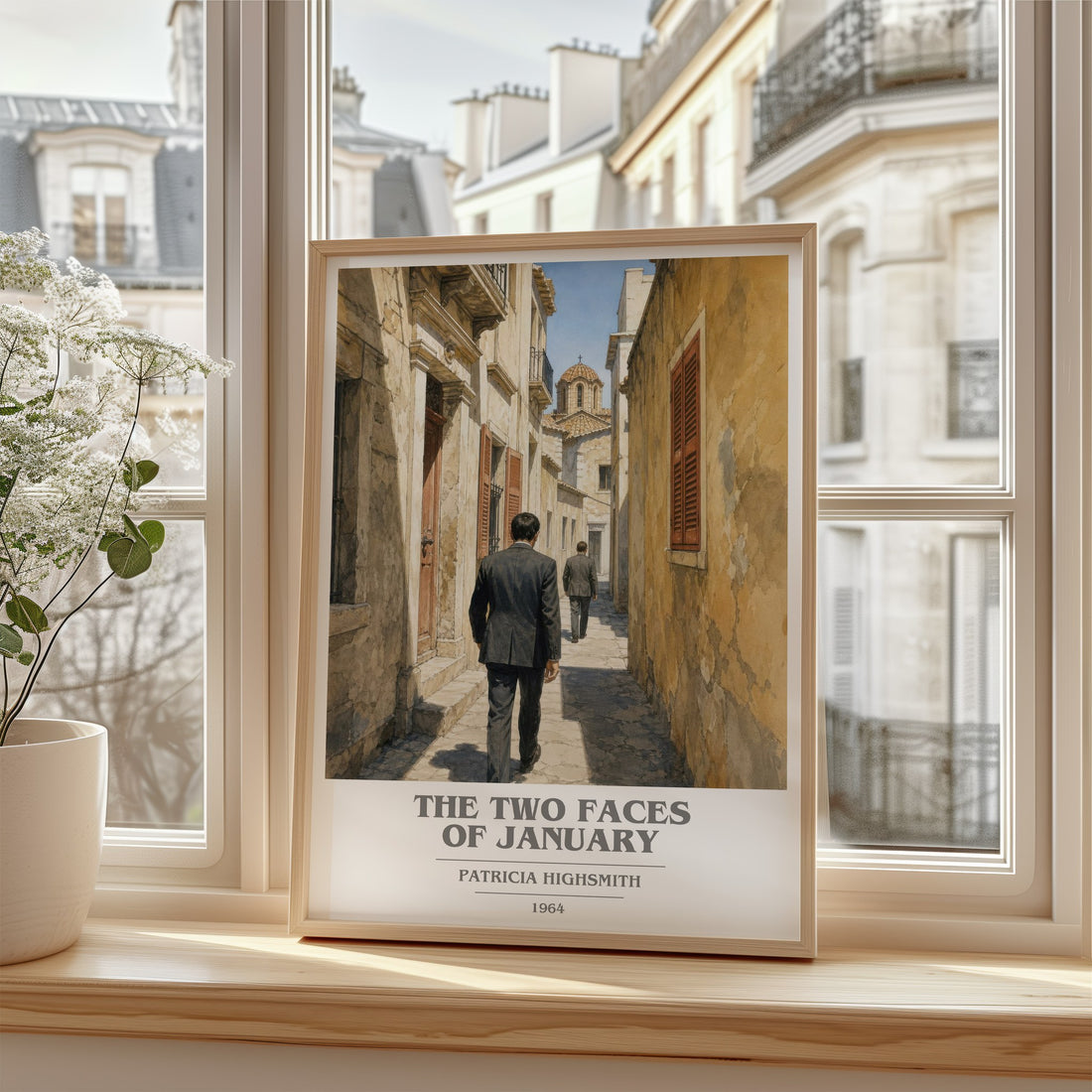 The Two Faces of January book cover poster colour and style options – Patricia Highsmith book art