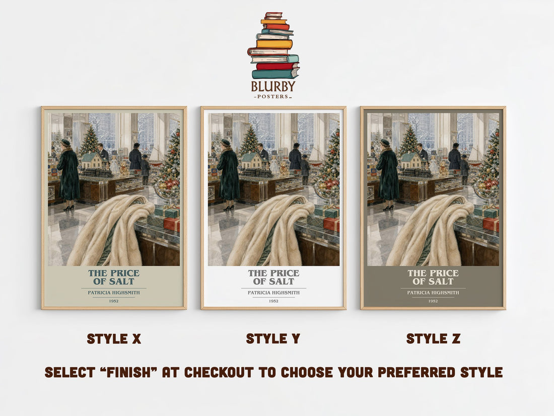 The Price of Salt book cover print in frame leaning in hallway – romance wall art (mockup)