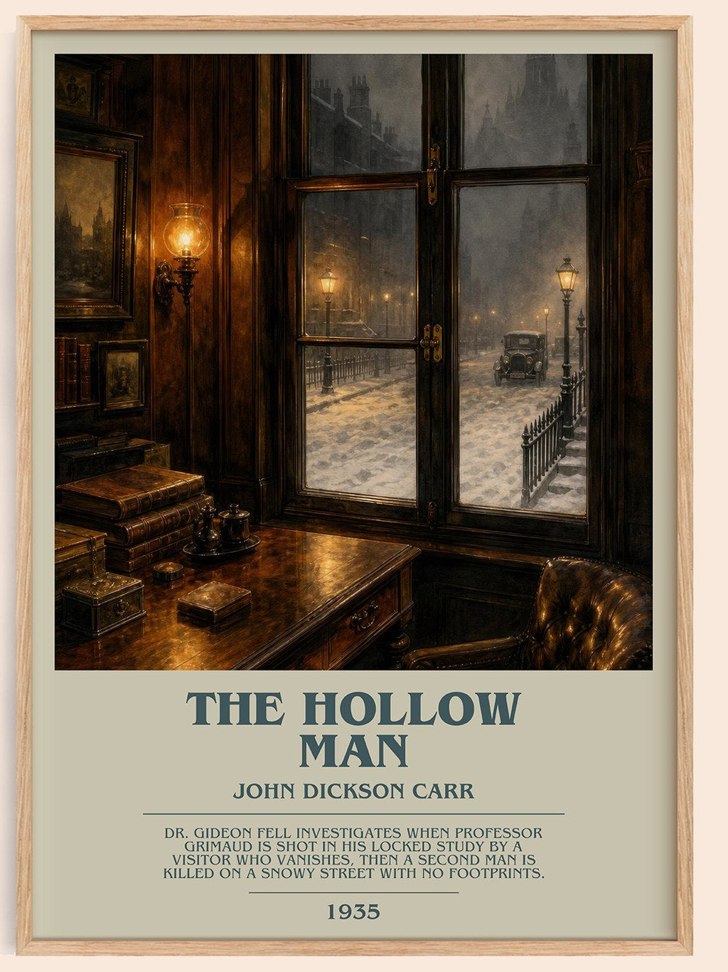 The Hollow Man bookish book poster by John Dickson Carr – framed literary art print