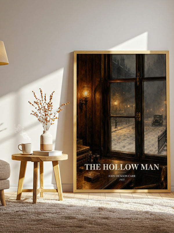The Hollow Man watercolour print in frame leaning in hallway – mystery wall art
