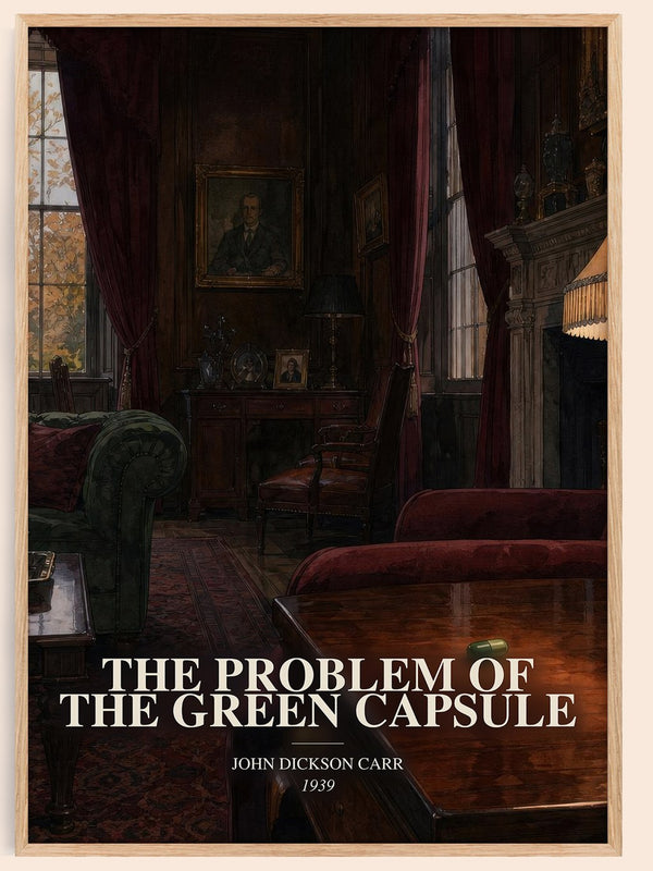 The Problem of the Green Capsule watercolour book poster by John Dickson Carr – framed literary art print