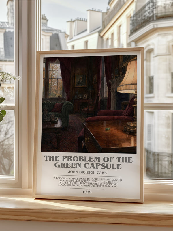The Problem of the Green Capsule bookish poster colour and style options – John Dickson Carr book art