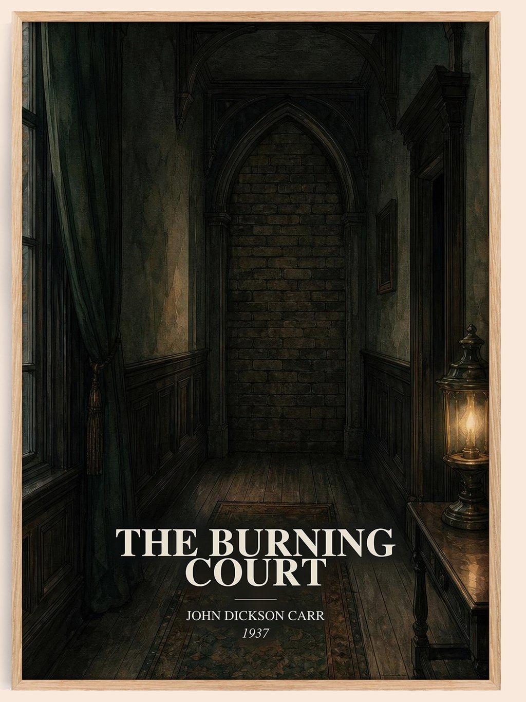 The Burning Court watercolour book poster by John Dickson Carr – framed literary art print