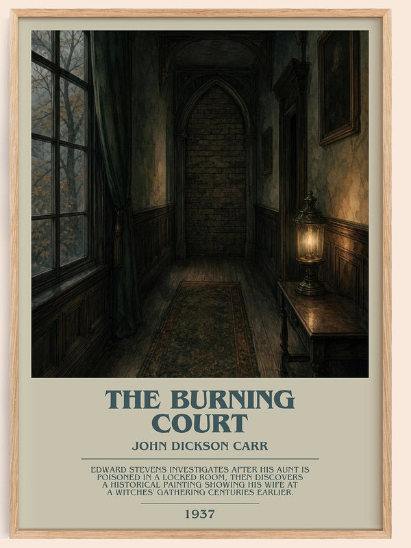 The Burning Court bookish book poster by John Dickson Carr – framed literary art print