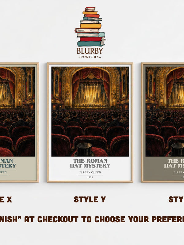 The Roman Hat Mystery book cover print in frame leaning in hallway – mystery wall art