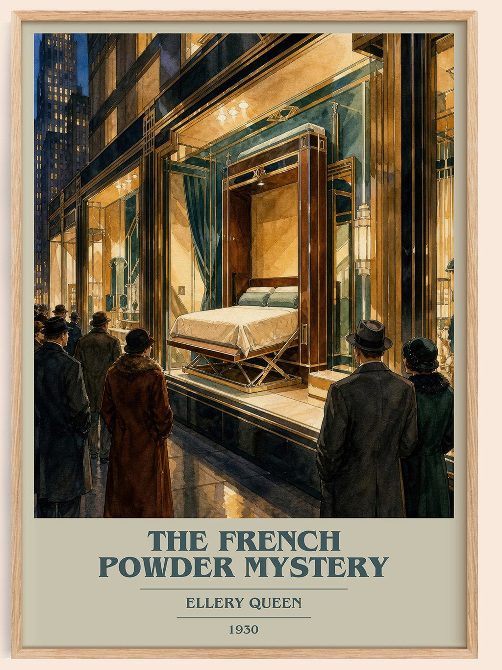 The French Powder Mystery book cover book poster by Ellery Queen – framed literary art print