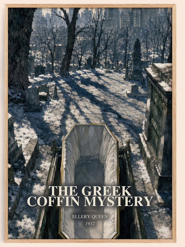 The Greek Coffin Mystery watercolour book poster by Ellery Queen – framed literary art print