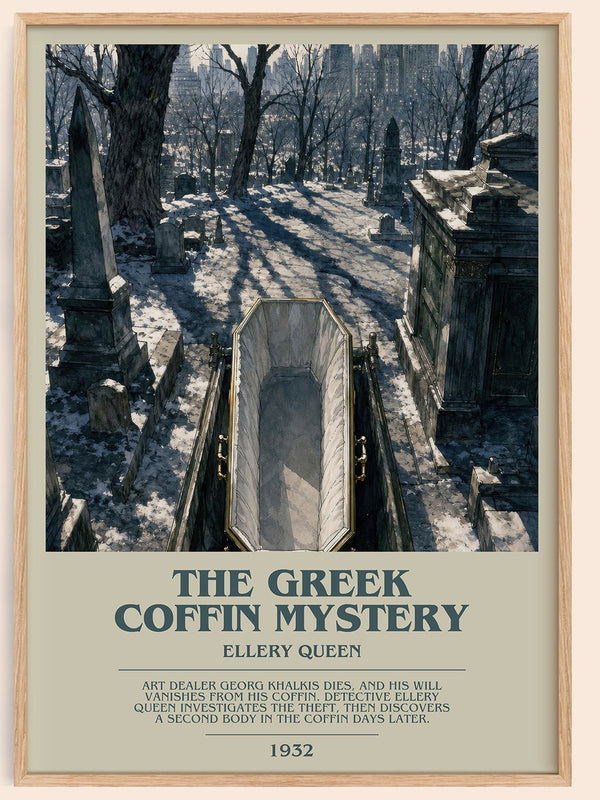The Greek Coffin Mystery bookish book poster by Ellery Queen – framed literary art print
