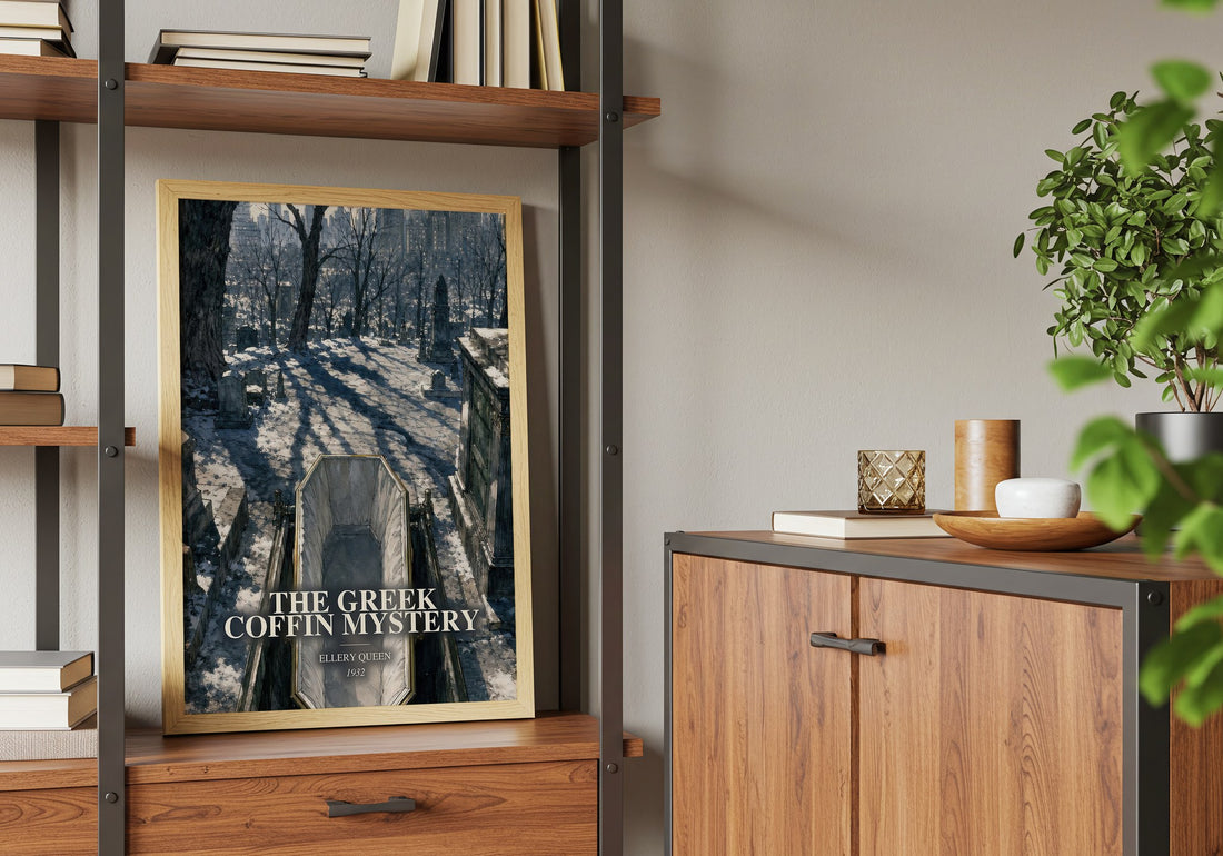 The Greek Coffin Mystery book watercolour illustration paper finish options – matte satin gloss