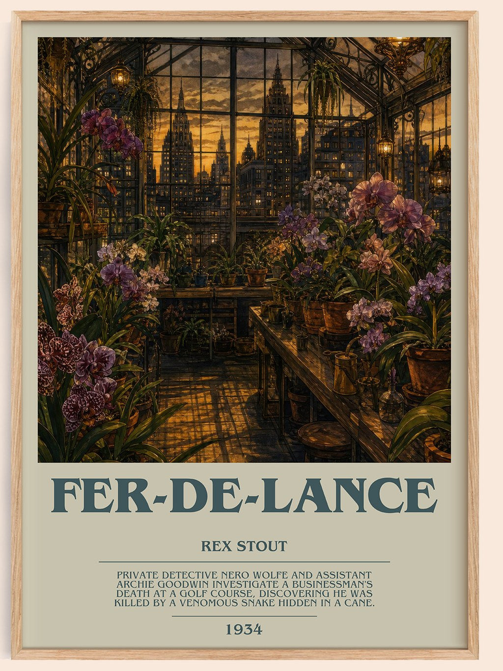 Fer-de-Lance bookish book poster by Rex Stout – framed literary art print