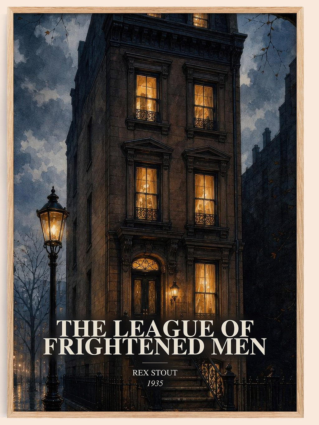 The League of Frightened Men watercolour book poster by Rex Stout – framed literary art print