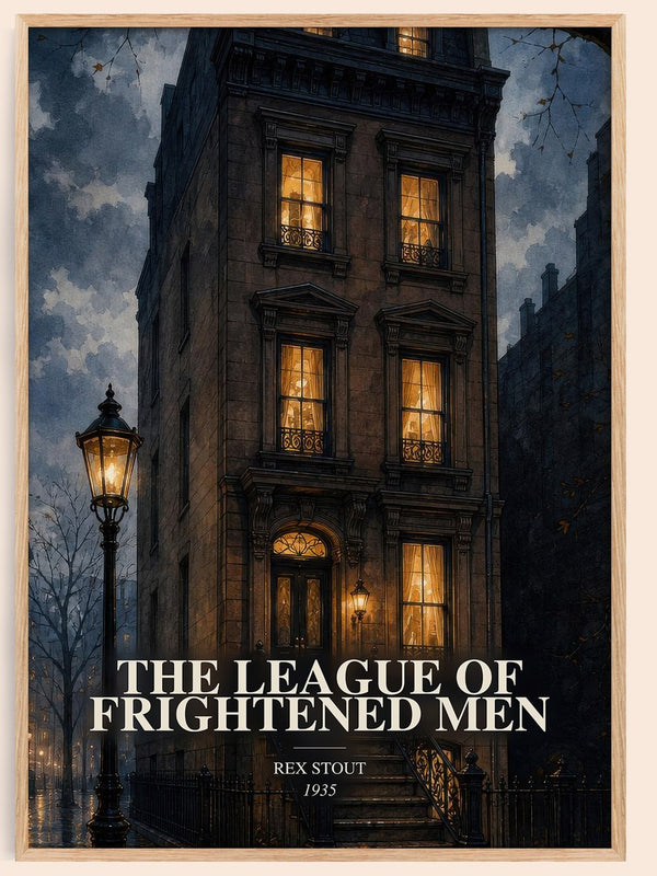The League of Frightened Men watercolour book poster by Rex Stout – framed literary art print