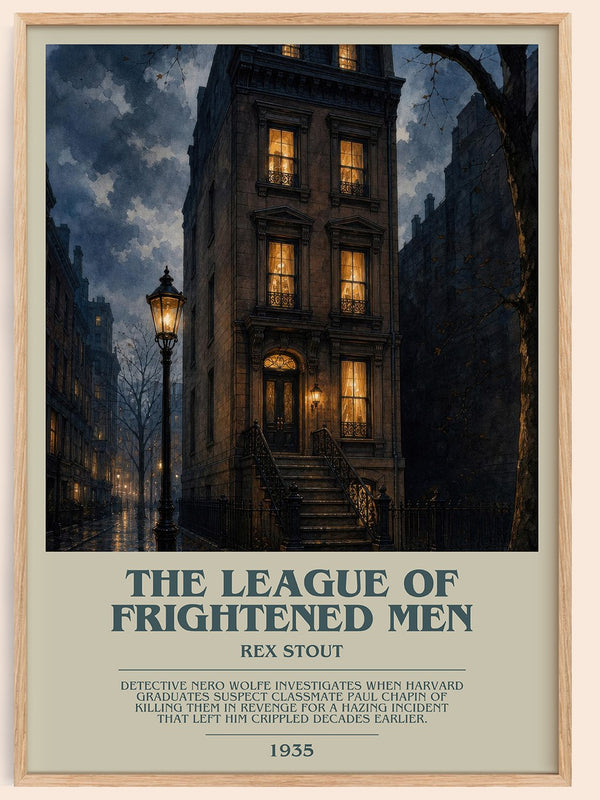 The League of Frightened Men bookish book poster by Rex Stout – framed literary art print