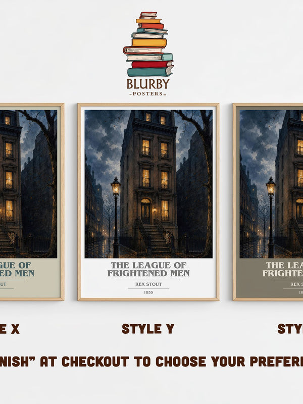 The League of Frightened Men book cover print in frame leaning in hallway – mystery wall art