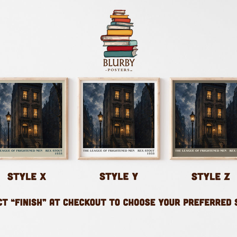 The League of Frightened Men literary print in frame leaning in hallway – mystery wall art