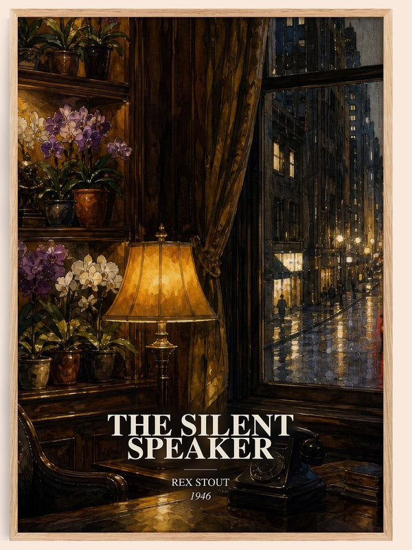 The Silent Speaker watercolour book poster by Rex Stout – framed literary art print