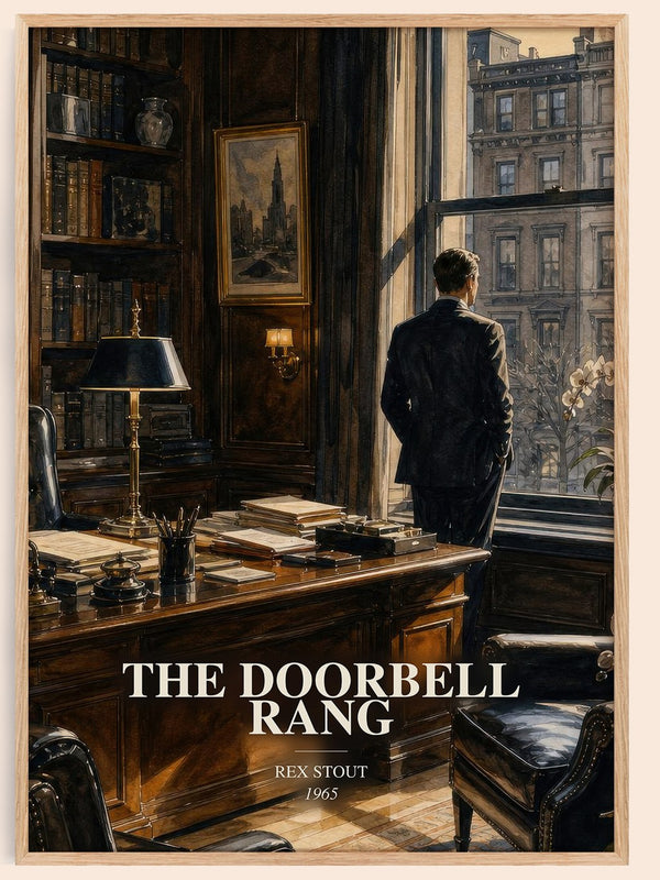 The Doorbell Rang watercolour book poster by Rex Stout – framed literary art print