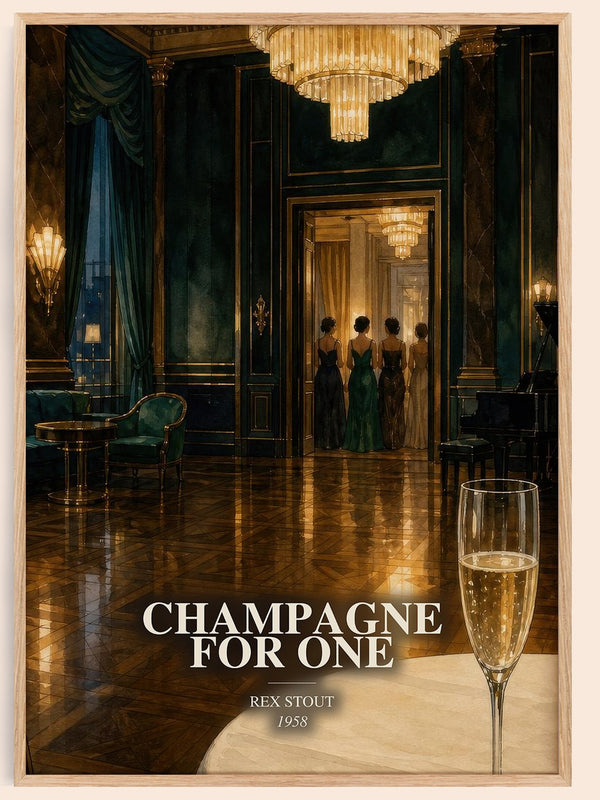 Champagne for One watercolour book poster by Rex Stout – framed literary art print