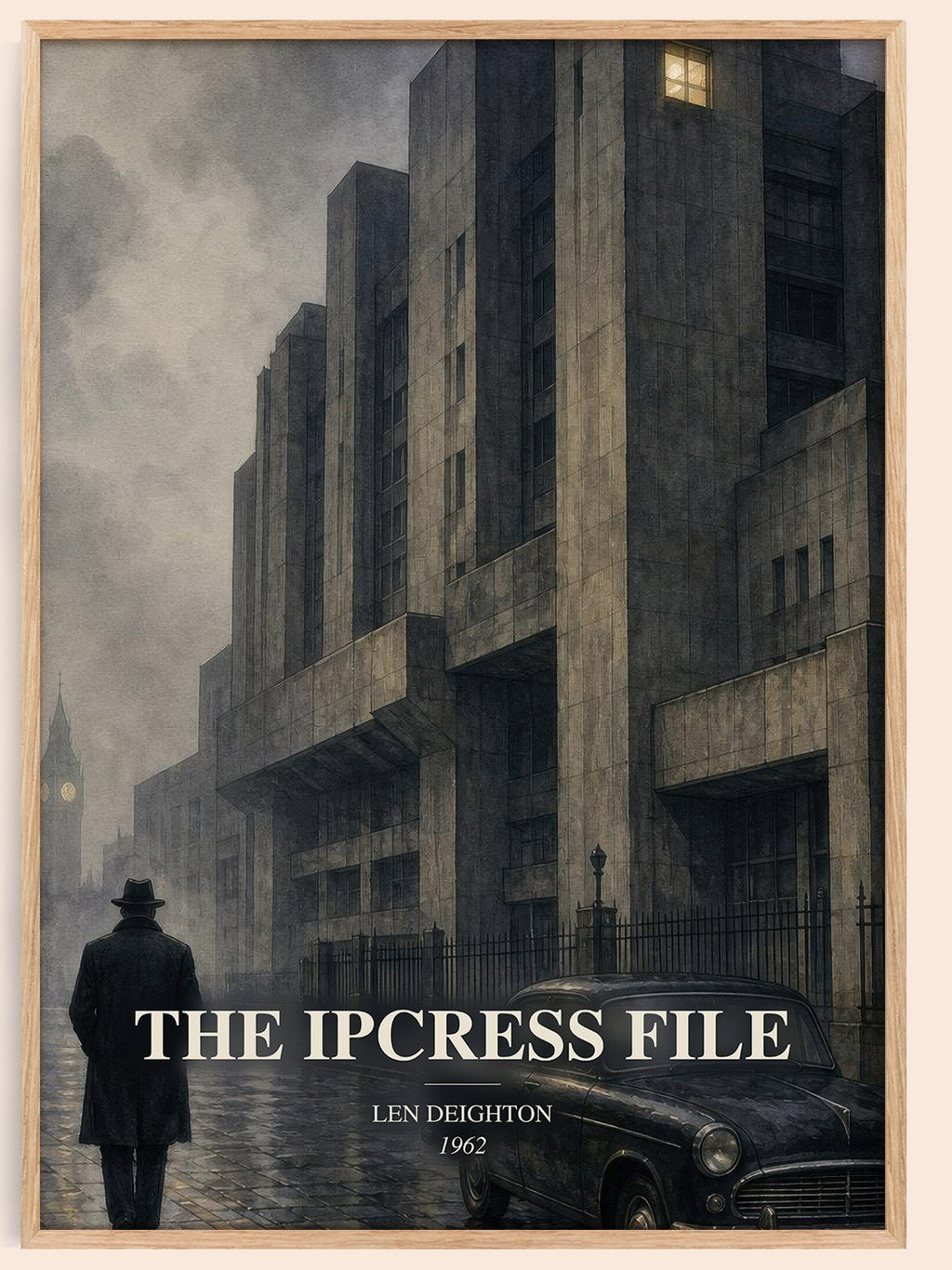 The Ipcress File watercolour book poster by Len Deighton – framed literary art print