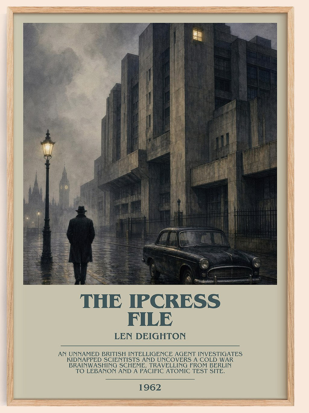 The Ipcress File bookish book poster by Len Deighton – framed literary art print