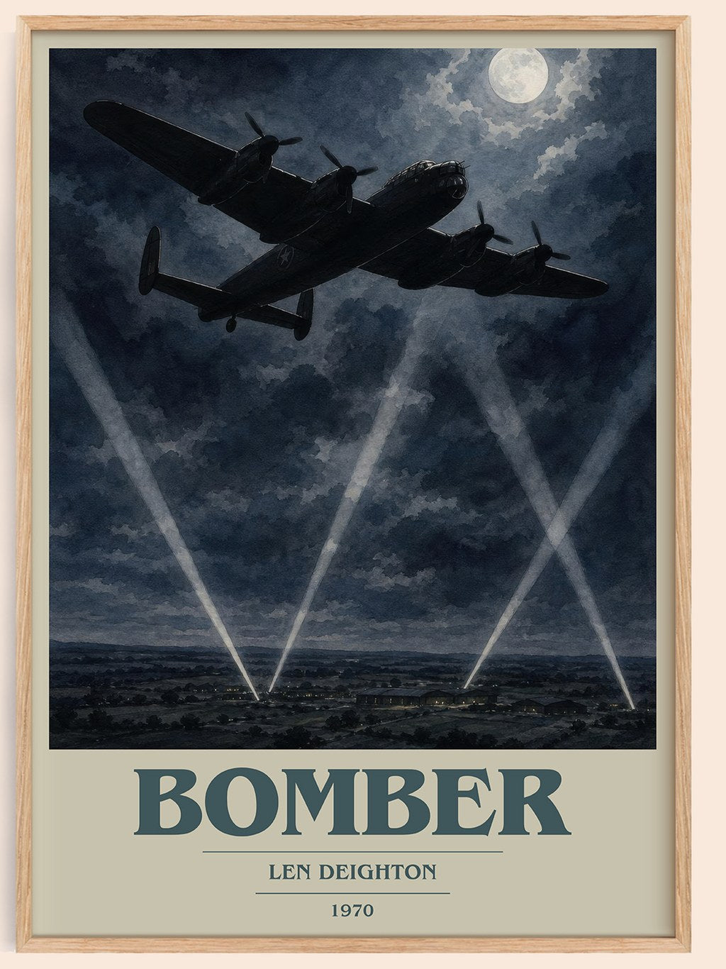 Bomber book cover book poster by Len Deighton – framed literary art print
