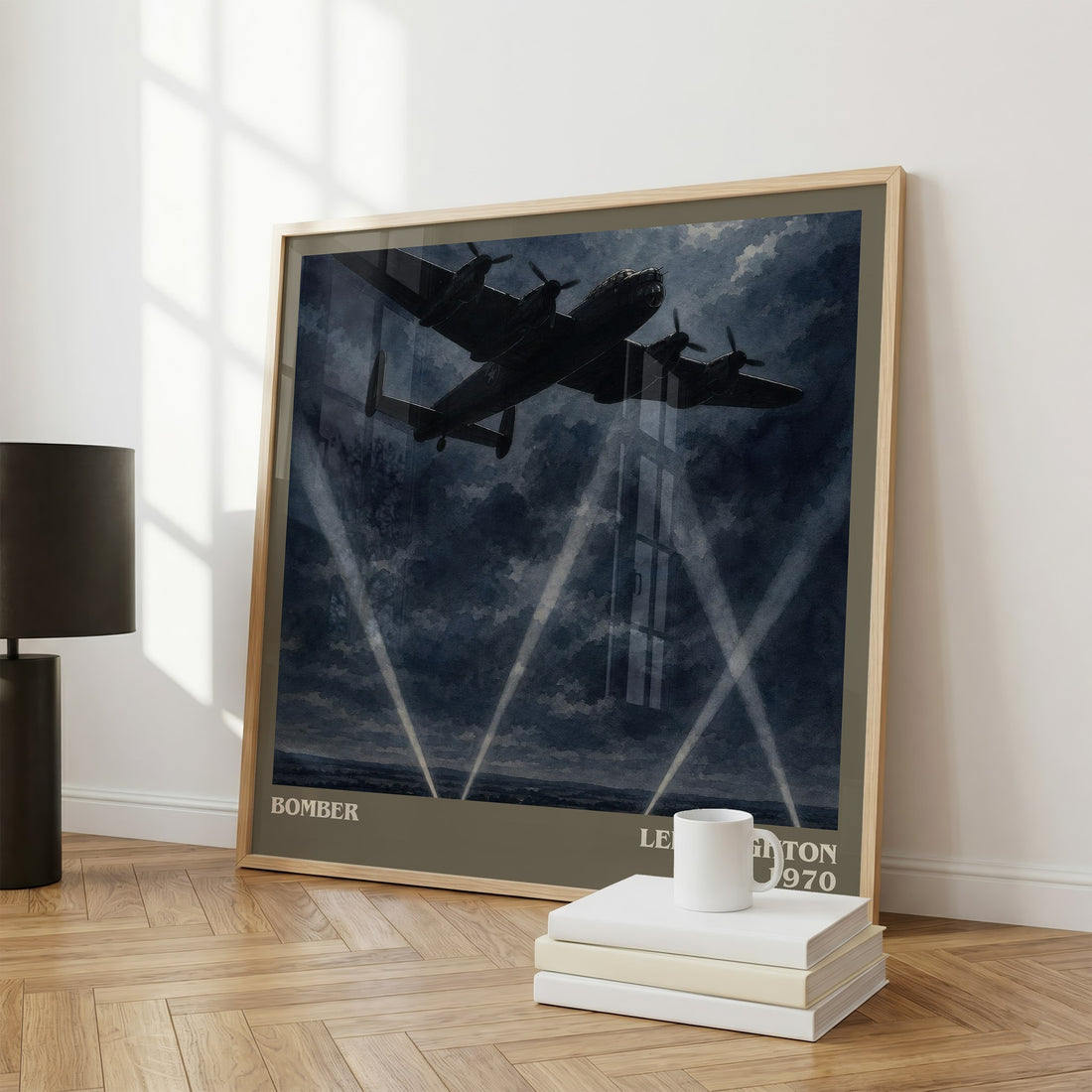 Bomber literary print framed by window – literary home decor