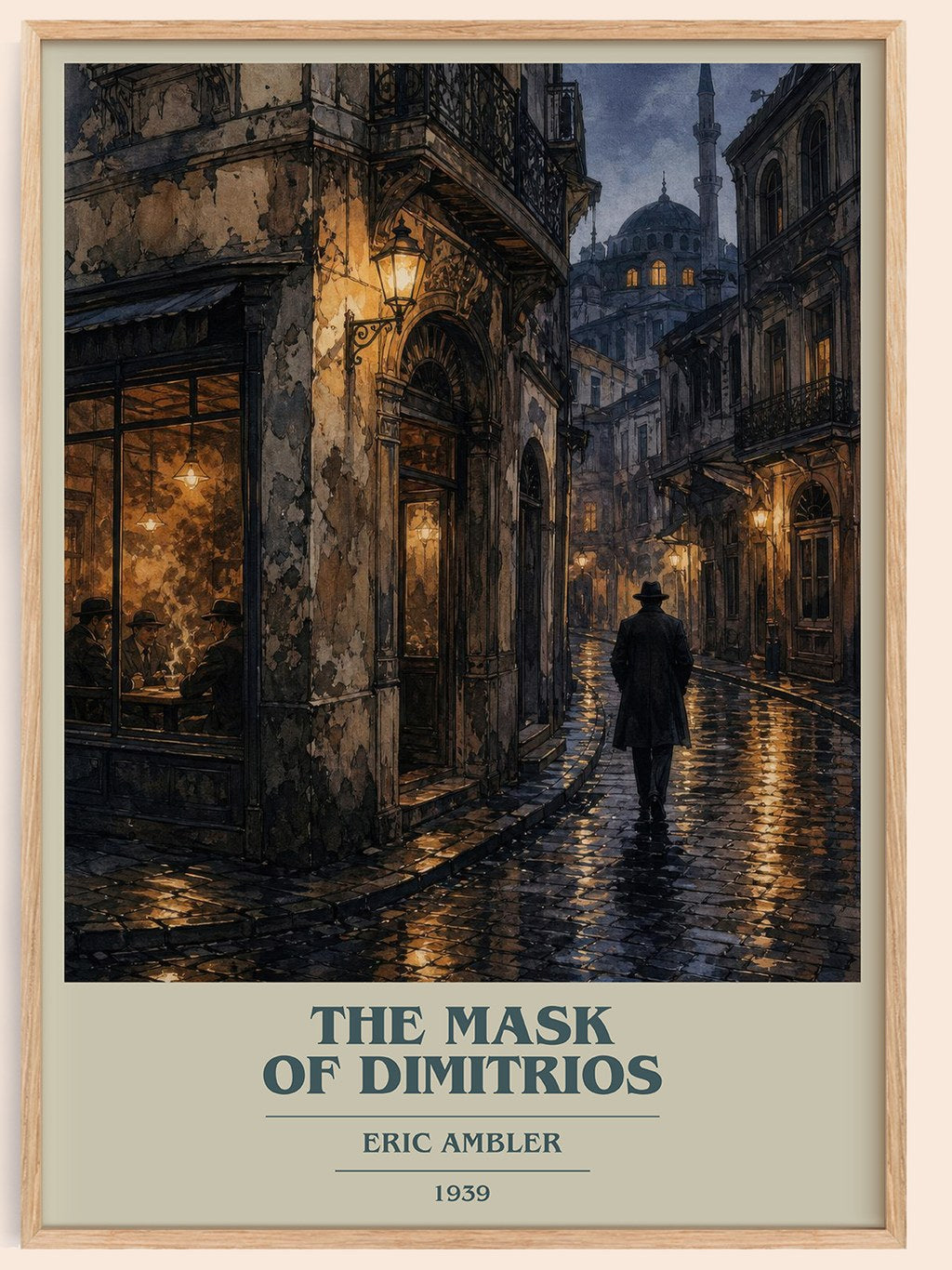 The Mask of Dimitrios book cover book poster by Eric Ambler – framed literary art print