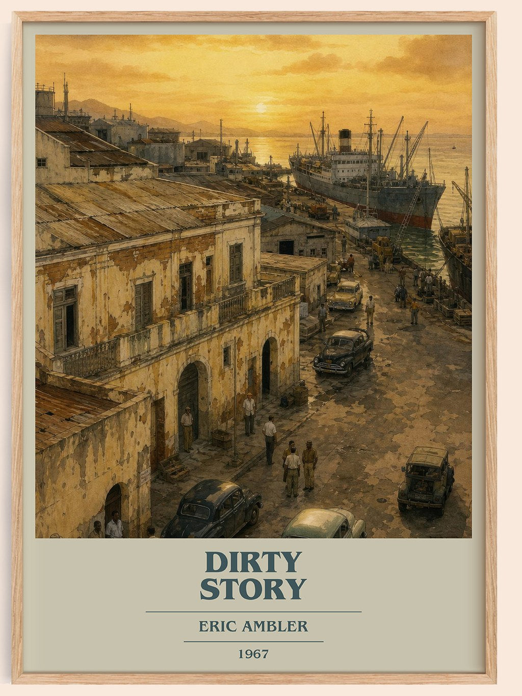 Dirty Story book cover book poster by Eric Ambler – framed literary art print
