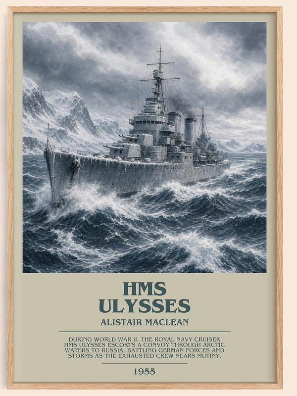 HMS Ulysses bookish book poster by Alistair MacLean – framed literary art print
