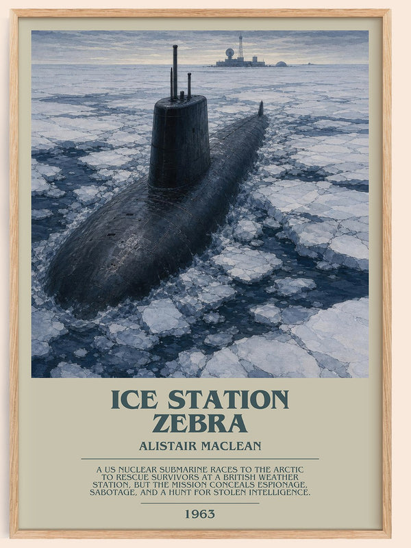 Ice Station Zebra bookish book poster by Alistair MacLean – framed literary art print