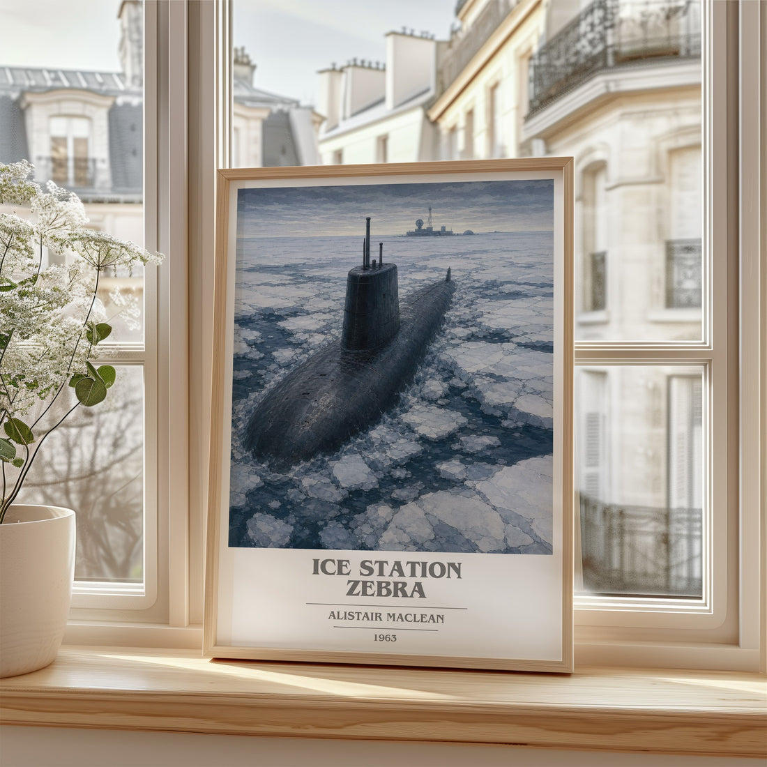 Ice Station Zebra book cover poster colour and style options – Alistair MacLean book art (mockup)