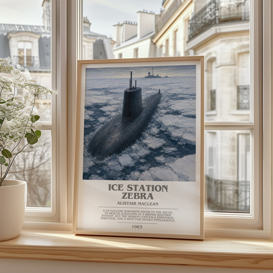 Ice Station Zebra bookish poster colour and style options – Alistair MacLean book art (mockup)