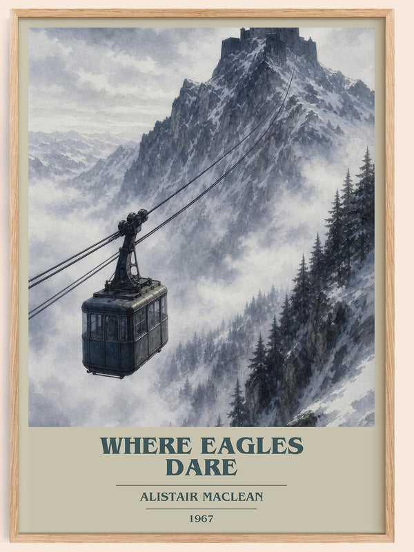 Where Eagles Dare book cover book poster by Alistair MacLean – framed literary art print