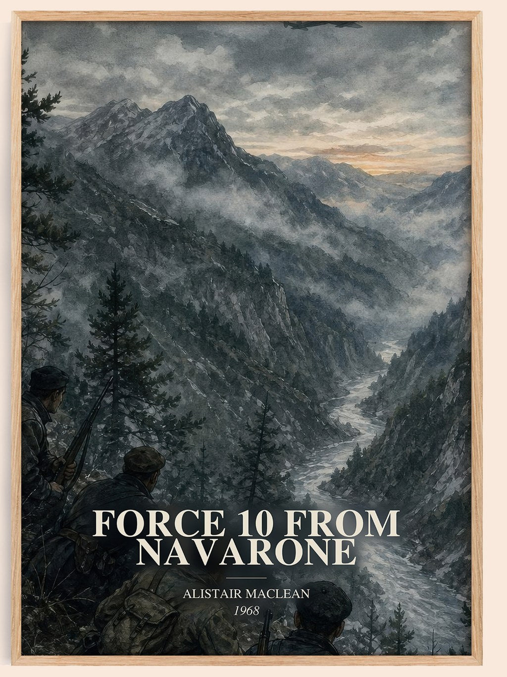 Force 10 from Navarone watercolour book poster by Alistair MacLean – framed literary art print