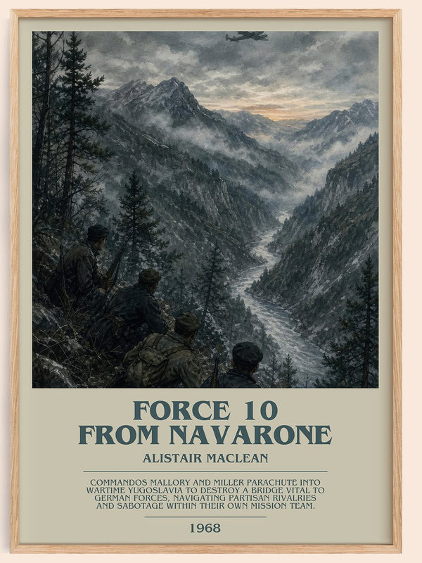 Force 10 from Navarone bookish book poster by Alistair MacLean – framed literary art print